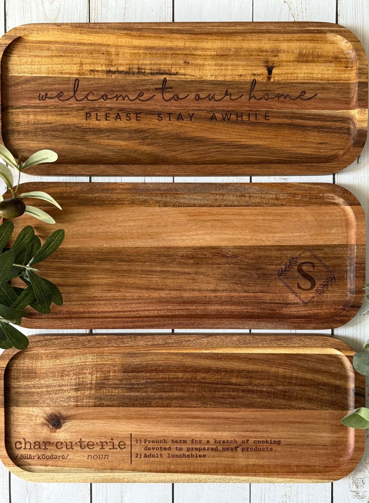Personalized Solid Acacia Wood Tray