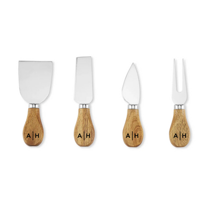 Personalized Marble and Acacia Serving Board w/Cheese Knives