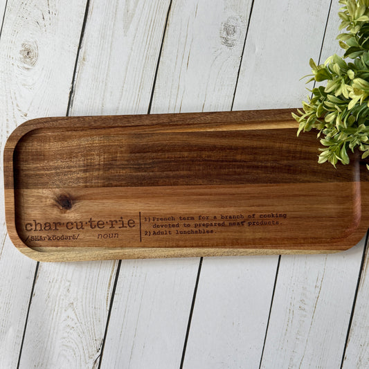 Personalized Solid Acacia Wood Tray