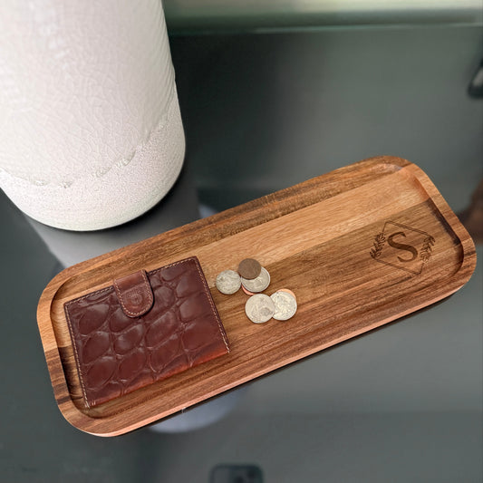 Personalized Solid Acacia Wood Tray